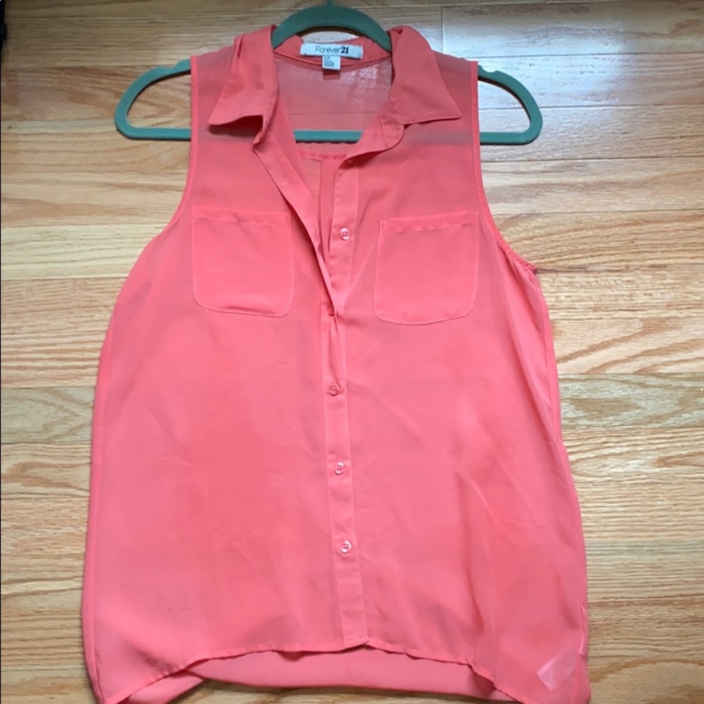 Pink buttondown tank top
